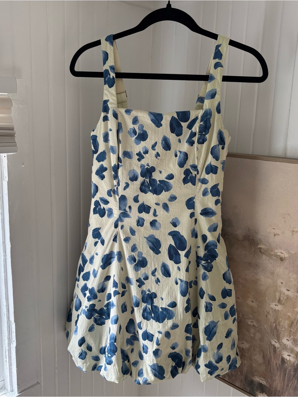 Abercrombie & Fitch Cream Mini Bubble Dress with Blue Floral Print